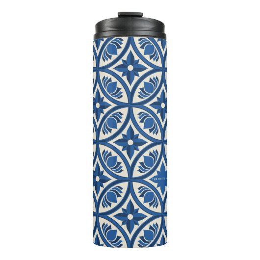 Mittelmeer Lotus Tile Muster - Der weiße Lotus Thermosbecher (Vorderseite)