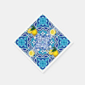 Mittelmeer, Majolika, Fliesen, Zitronen, Zitrusfrü Serviette (Ecke)