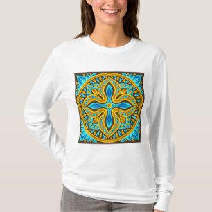 Mittelmeer-Marokkanisches Fliesenmuster Blau und G T-Shirt