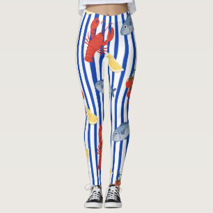 Mittelmeer-Meeresfrüchte-Markt-Muster (2) Leggings