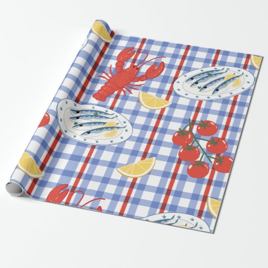 Mittelmeer-Meeresfrüchte-Markt-Muster (3) Geschenkpapier (Ungerollt)