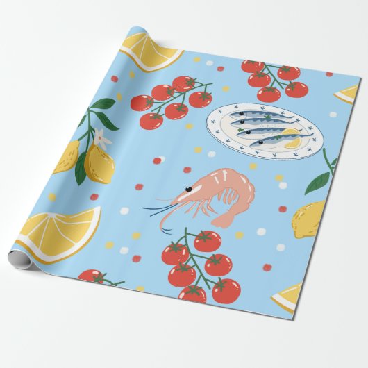 Mittelmeer-Meeresfrüchte-Markt-Muster (5) Geschenkpapier (Ungerollt)