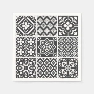 Mittelmeer-Monochrom-Azulejo-Majolika-Mosaik Serviette