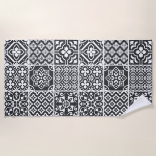 Mittelmeer-Monochrom-Azulejo-Majolika-Mosaik Strandtuch