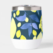 Mittelmeer-Monogramm-Name Chic Lemons Blaues Blatt (Vorderseite)