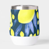 Mittelmeer-Monogramm-Name Chic Lemons Blaues Blatt (Rückseite)