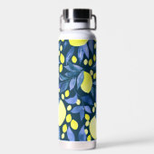 Mittelmeer-Monogramm-Name Chic Lemons Blaues Blatt Trinkflasche (Rückseite)