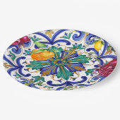 Mittelmeer-Mosaik-Zitrusfrucht Pappteller (Schrägansicht)