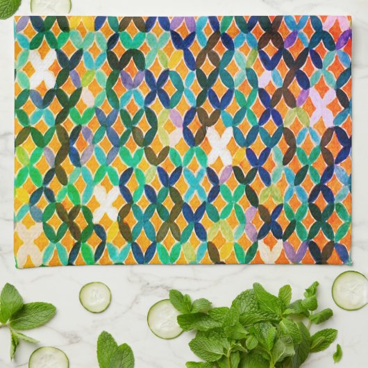 Mittelmeer Mosaikküche Handtuch (Gefaltet)