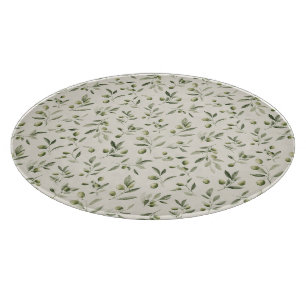 Mittelmeer-Muster der rustikalen Olivenzweige Schneidebrett