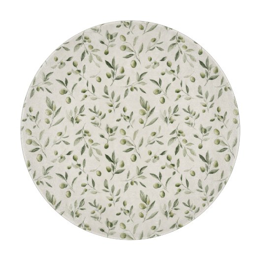 Mittelmeer-Muster der rustikalen Olivenzweige Schneidebrett (Vorderseite)