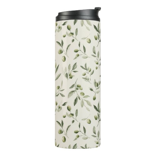 Mittelmeer-Muster der rustikalen Olivenzweige Thermosbecher (Nach links gedreht)