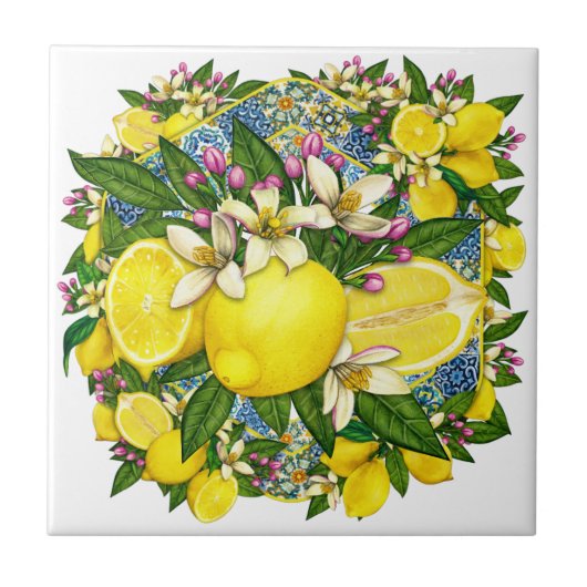 Mittelmeer-Muster Farbe 6 Keramik Tile Fliese (Vorderseite)