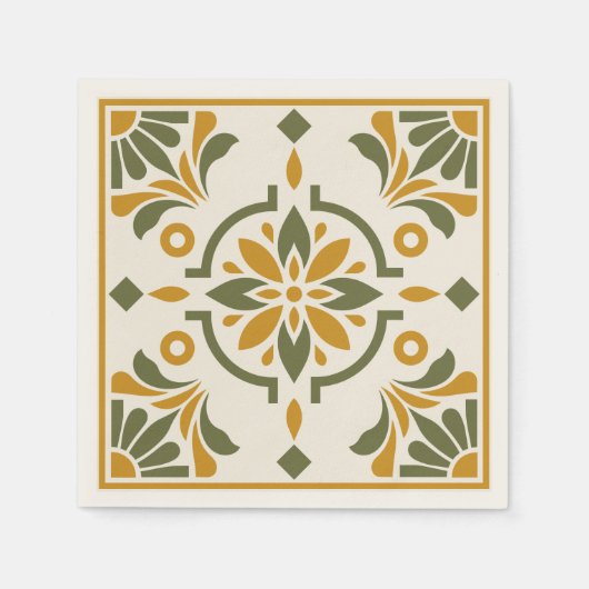 Mittelmeer-Oliv-Tile Serviette (Vorderseite)