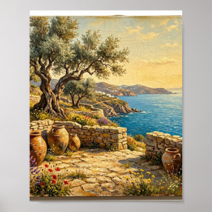 Mittelmeer Olivenhain Erntetisch I Poster