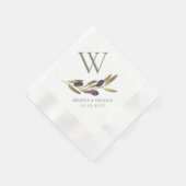 Mittelmeer-Olivenzweig-Monogramm Serviette (Ecke)