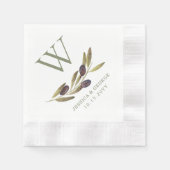 Mittelmeer-Olivenzweig-Monogramm Serviette (Vorderseite)