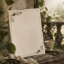 Mittelmeer Olivenzweig Vintage Botanische Kunst