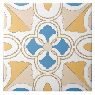 Mittelmeer Orange Blau Pink Geometrie Andalouse Fliese