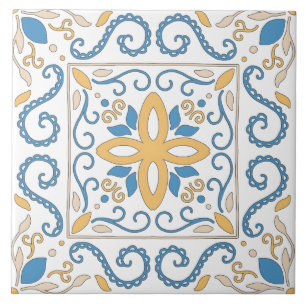 Mittelmeer Orange Blau Pink Geometrie Andalouse Fliese