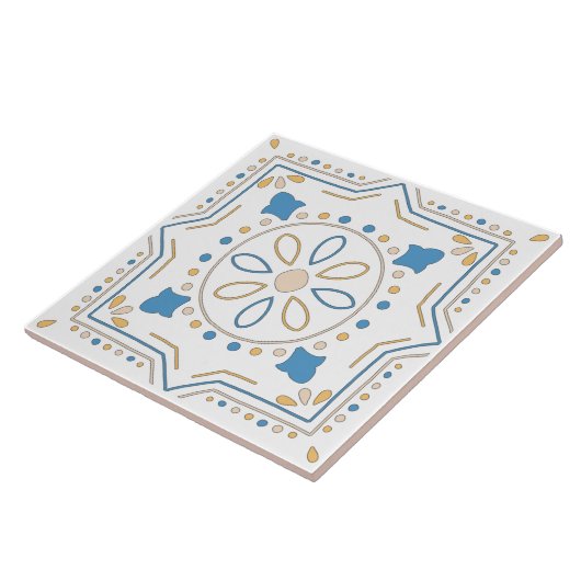 Mittelmeer Orange Blau Pink Geometrie Andalouse Fliese (Seite)