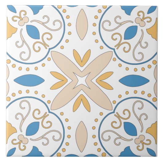 Mittelmeer Orange Blau Pink Geometrie Andalouse Fliese (Vorderseite)