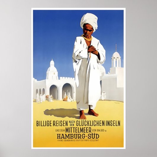 Mittelmeer-Reiseplakat Nahöstliche Kunst Poster (Vorne)