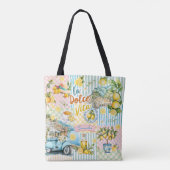 Mittelmeer-Rosa Türkis-Zitrus-Collage Tasche (Rückseite)