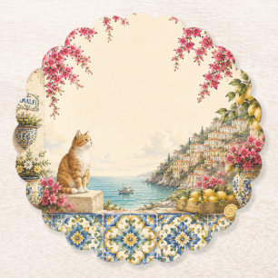 Mittelmeer-Rückzug Katze    Küstenparty-Dekoration Untersetzer