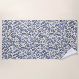 Mittelmeer-Sardine Chinoiserie Strandtuch   Bl