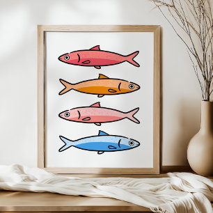 Mittelmeer-Sardinen-Illustrationskunst Poster
