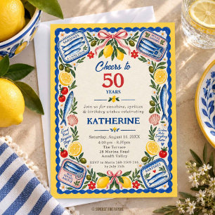 Mittelmeer-Sardinen- und Zitronen-Geburtstag Einladung