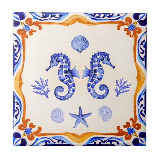 Mittelmeer-Seepferde Fliese (Vorderseite)