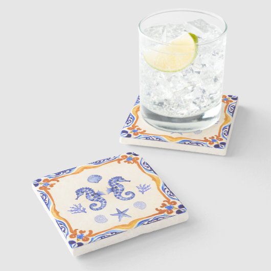 Mittelmeer-Seepferde Steinuntersetzer (Seitenansicht)