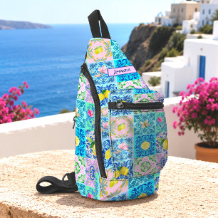 Mittelmeer Sizilianisch Türkis Azulejo Zitrus Crossbody Bag