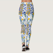 Mittelmeer,sizilianische Fliesen,Zitronen Leggings (Rückseite)