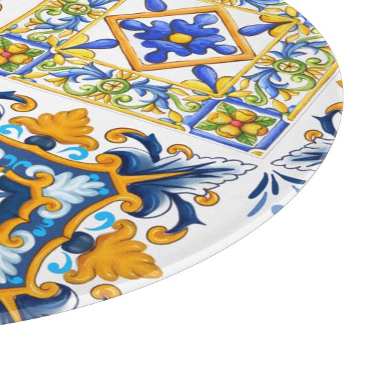 Mittelmeer,sizilianische Fliesen,Zitronen Schneidebrett (Ecke)