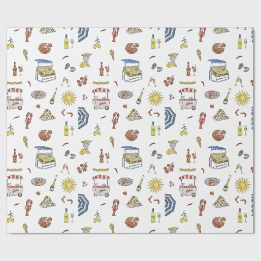 Mittelmeer-Sommerdoodle Geschenkpapier (Flach)
