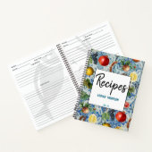 Mittelmeer Sommerfrüchte und Blaue Mosaikrezepte Notizblock (Innenseite)