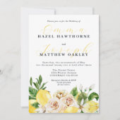 Mittelmeer Sommerlemon hellgelbe Hochzeit Einladung (Vorderseite)