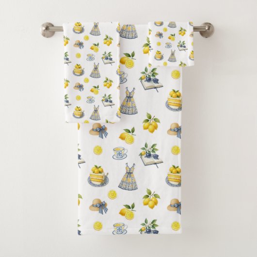 Mittelmeer Sommerlemon Muster Badhandtuch Set (Insitu)
