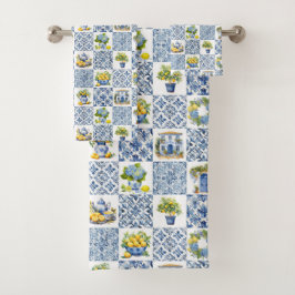 Mittelmeer Sommerlemon Muster Badhandtuch Set
