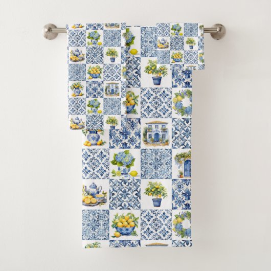 Mittelmeer Sommerlemon Muster Badhandtuch Set (Insitu)