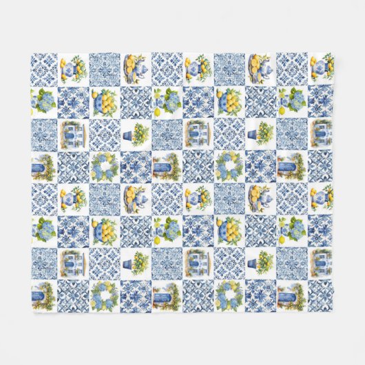 Mittelmeer Sommerlemon Muster Fleecedecke (Vorderseite (Horizontal))