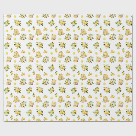 Mittelmeer Sommerlemon Muster Geschenkpapier (Flach)