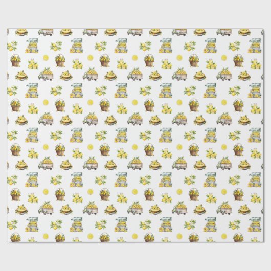 Mittelmeer Sommerlemon Muster Geschenkpapier (Flach)