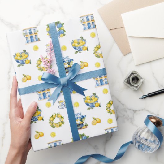 Mittelmeer Sommerlemon Muster Geschenkpapier (Schenken)