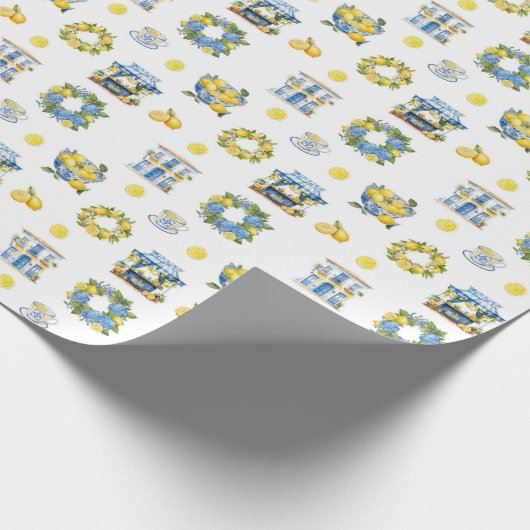 Mittelmeer Sommerlemon Muster Geschenkpapier (Ecke)