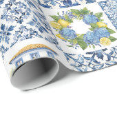 Mittelmeer Sommerlemon Muster Geschenkpapier (Rolleneckpunkt)