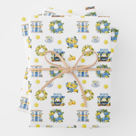 Mittelmeer Sommerlemon Muster Geschenkpapier Set (Beispiel)